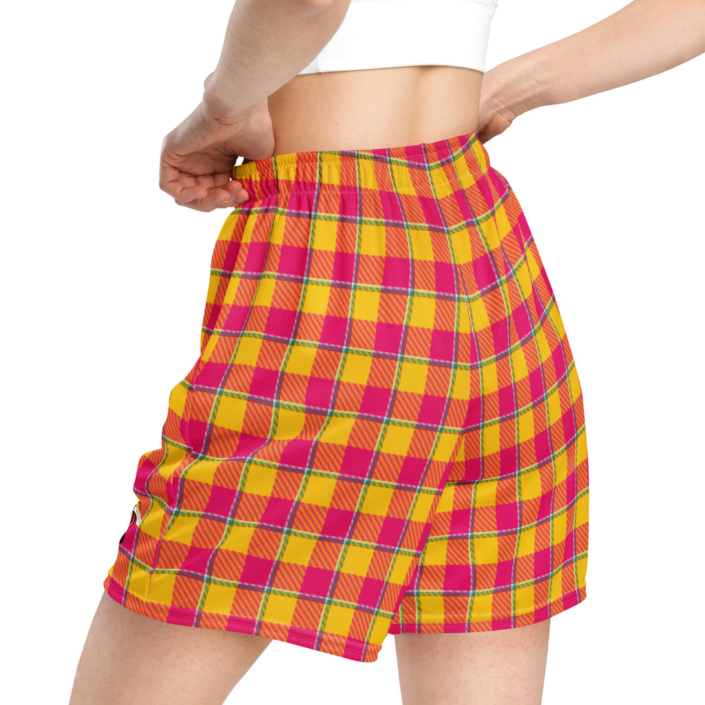 Corn and Razzmatazz Plaid Unisex Mesh Shorts - Scottish Squares