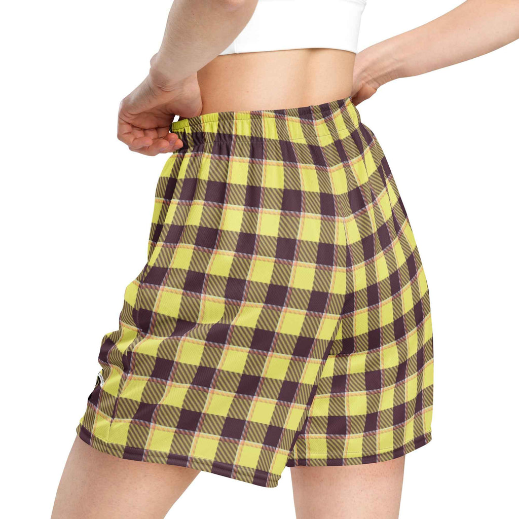 Flax and Livid Brown Plaid Unisex Mesh Shorts - Scottish Squares