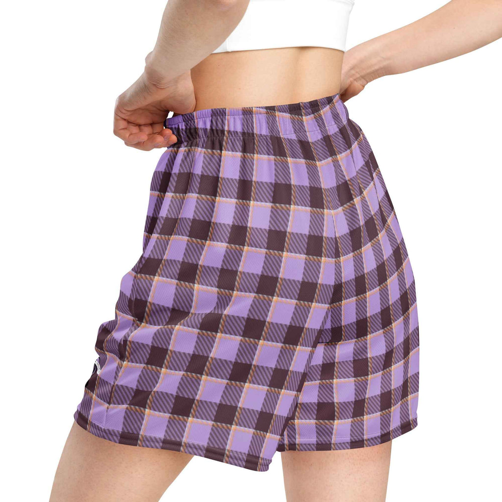 Light Wisteria and Livid Brown Plaid Unisex Mesh Shorts - Scottish Squares