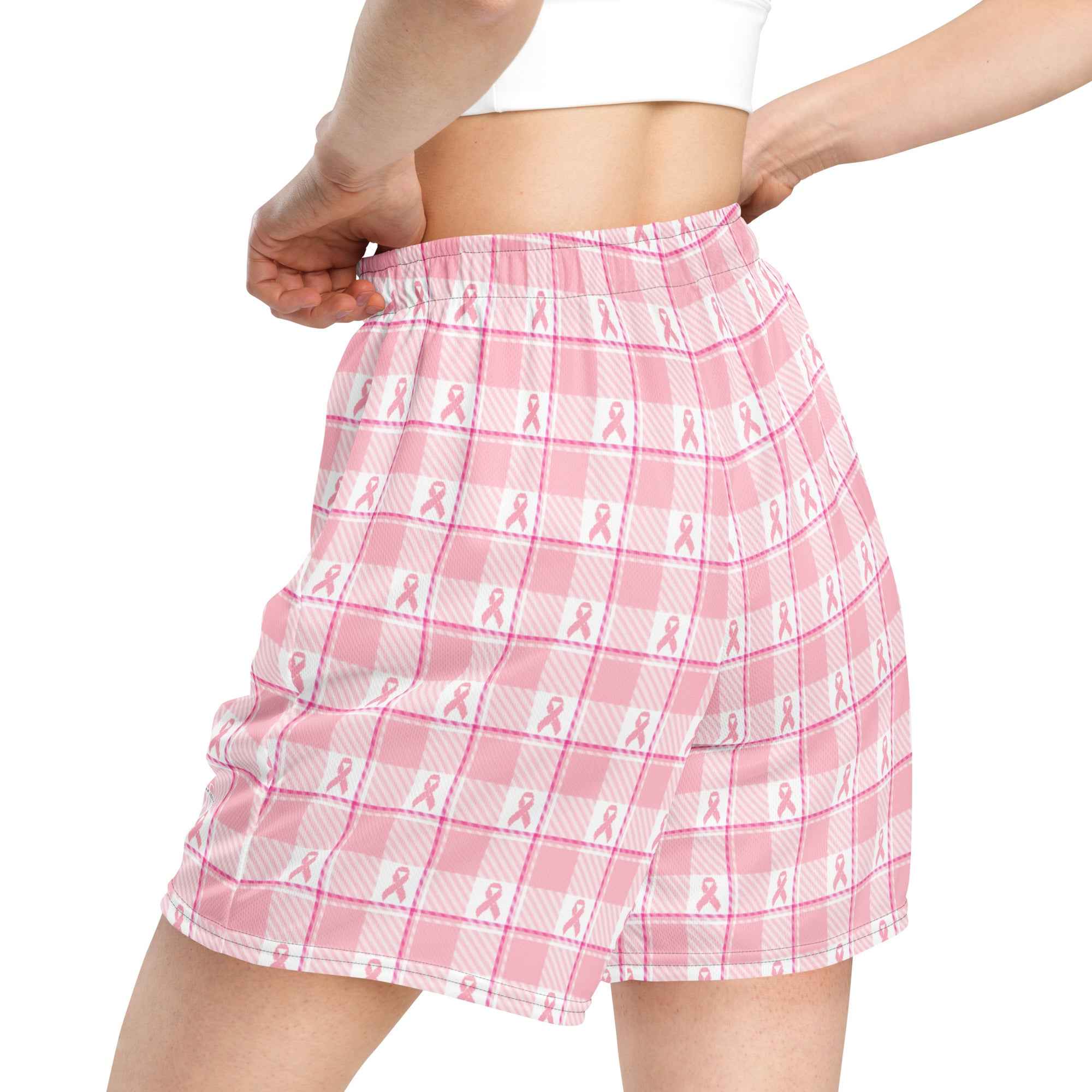 Unisex Mesh Shorts Breast Cancer Awareness Plaid - Scottish Squares