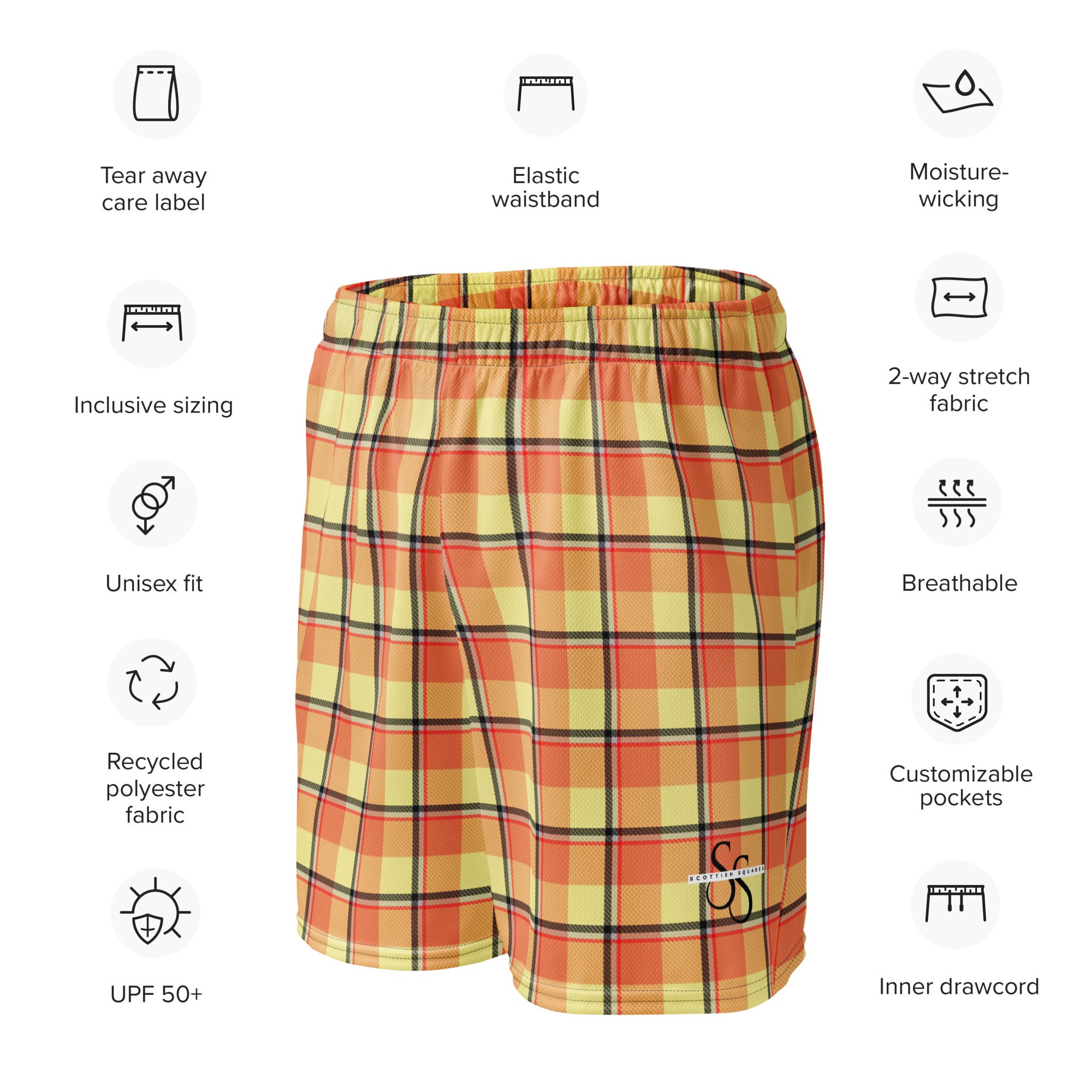 Claystone and Morning Mist Plaid Unisex Mesh Shorts - Scottish Squares