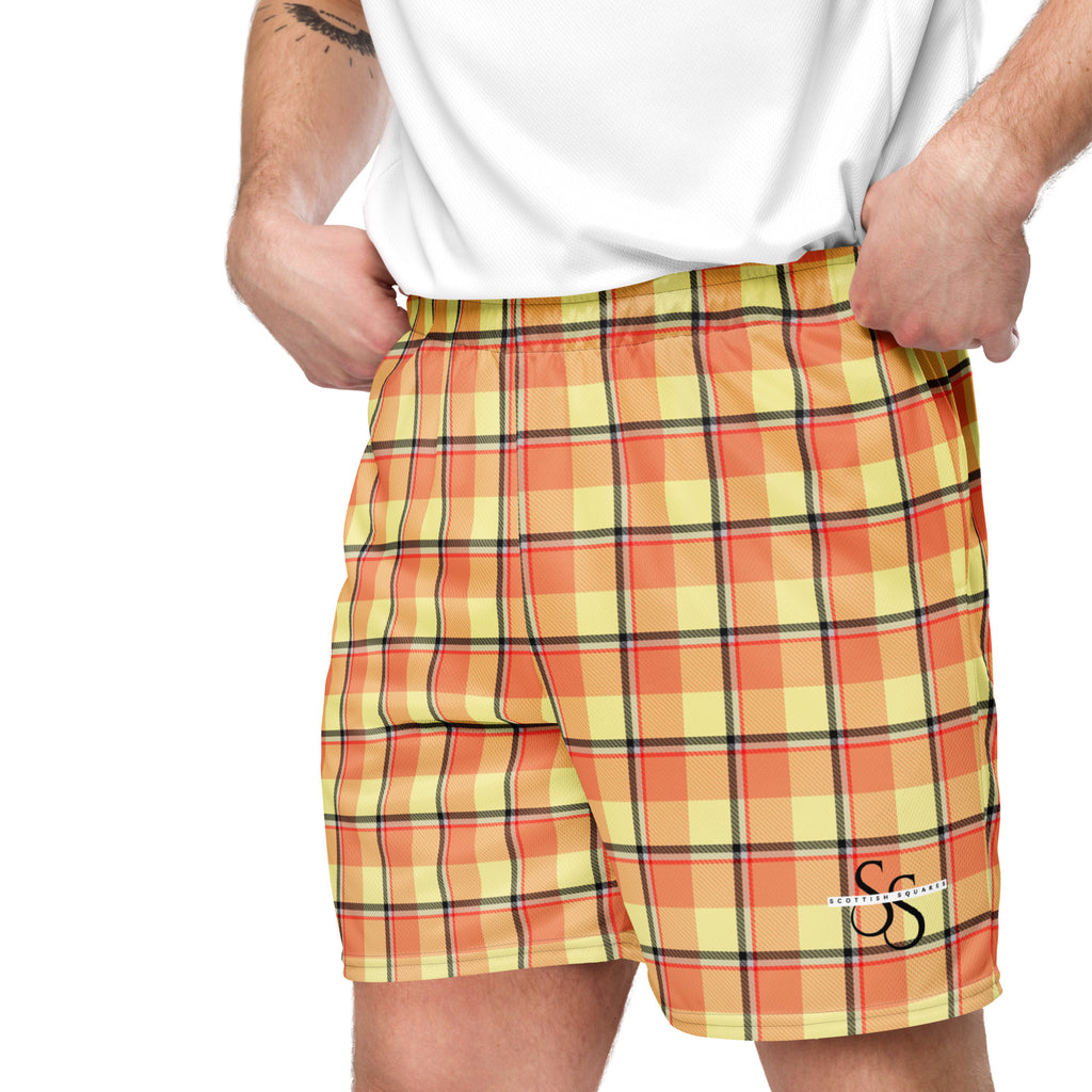 Claystone and Morning Mist Plaid Unisex Mesh Shorts - Scottish Squares