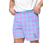 Mauve and Coastal Mist Plaid Unisex Mesh Shorts - Scottish Squares