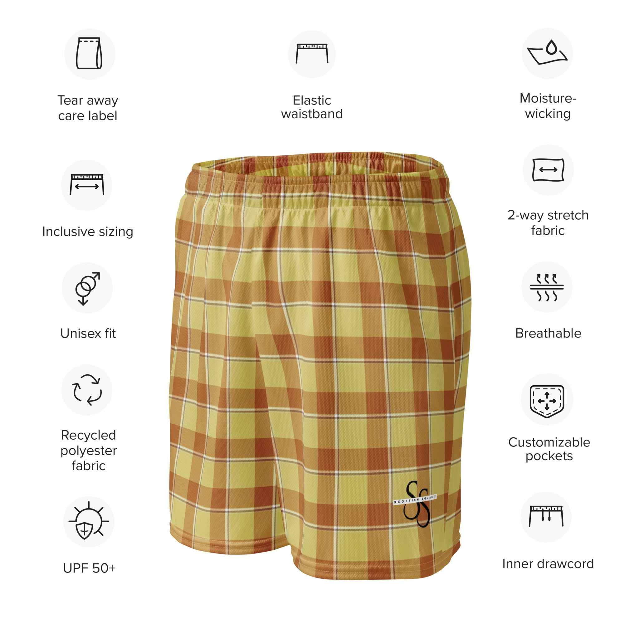Zombie and Copper Plaid Unisex Mesh Shorts - Scottish Squares