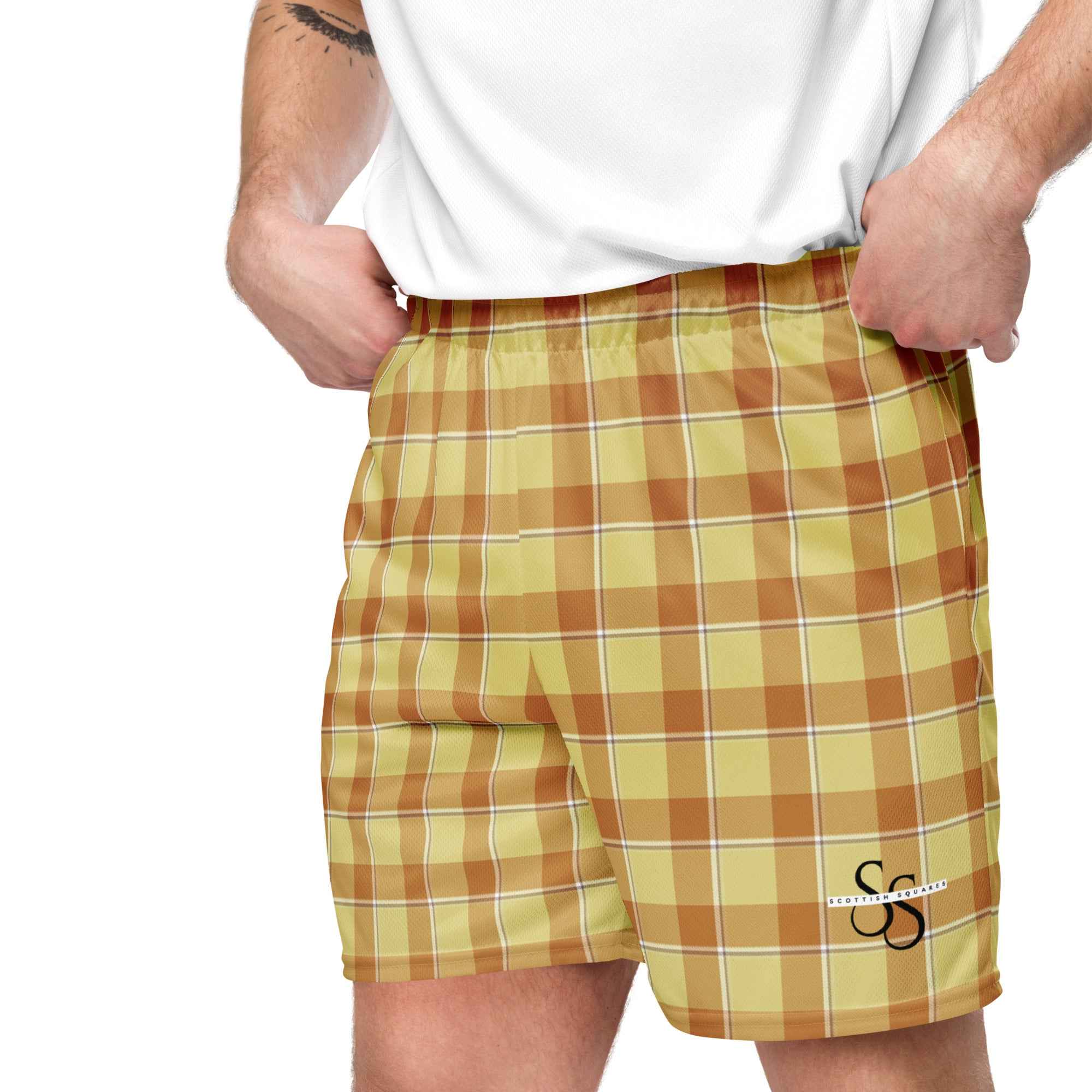 Zombie and Copper Plaid Unisex Mesh Shorts - Scottish Squares