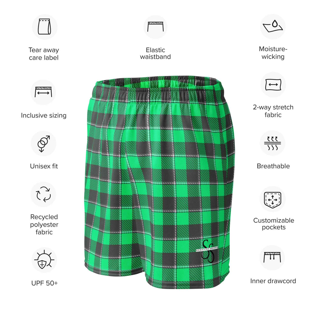 Spring Green and Finlandia Plaid Unisex Mesh Shorts - Scottish Squares