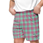 Vista Blue and Turkish Rose Plaid Unisex Mesh Shorts - Scottish Squares