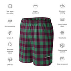 Ocean Green and Mulberry Wood Plaid Unisex Mesh Shorts - Scottish Squares