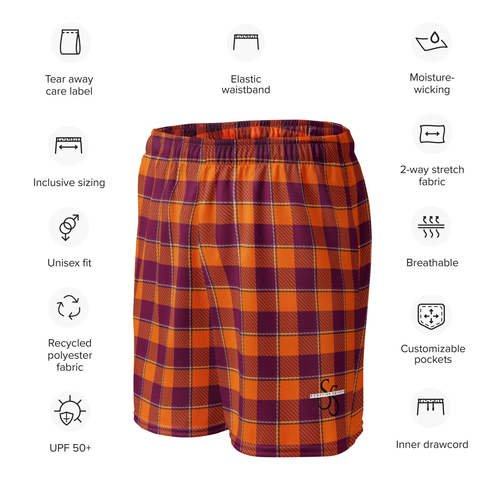Tahiti Gold and Rose Bud Cherry Plaid Unisex Mesh Shorts - Scottish Squares