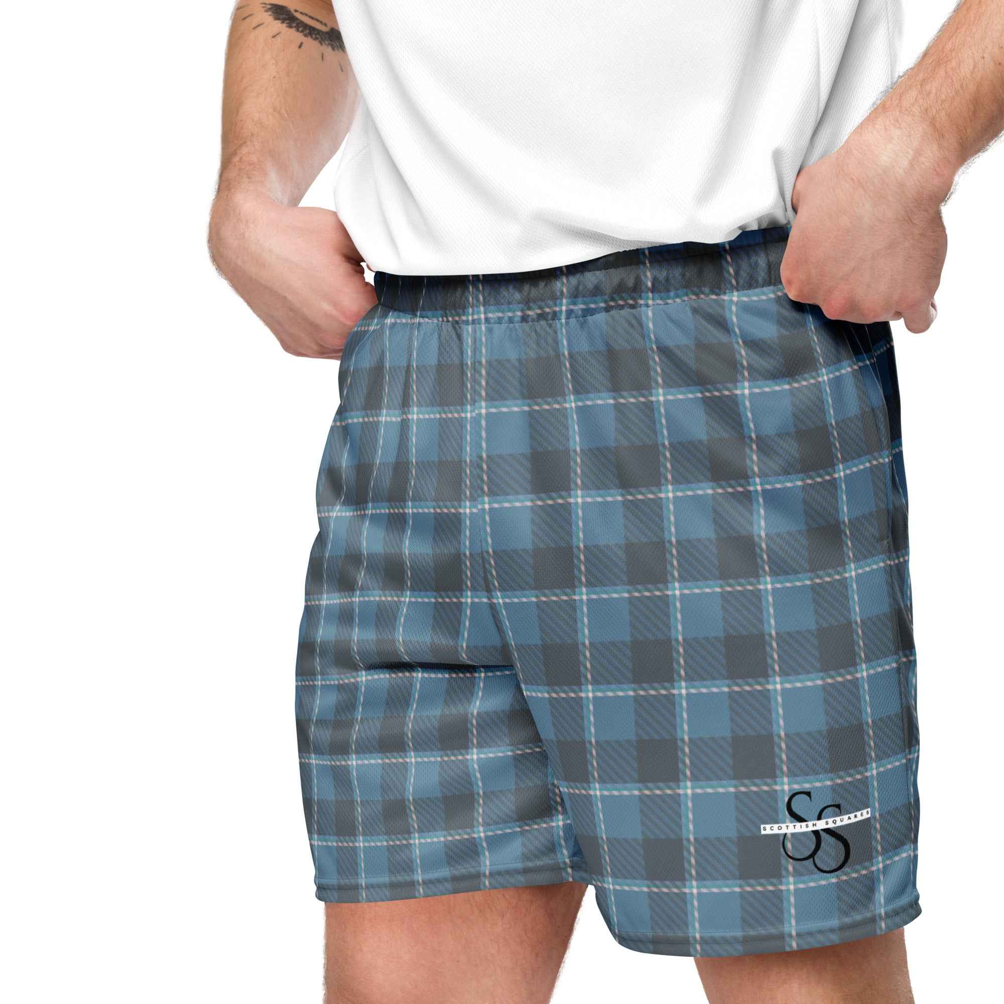 Hoki and Shuttle Gray Plaid Unisex Mesh Shorts - Scottish Squares
