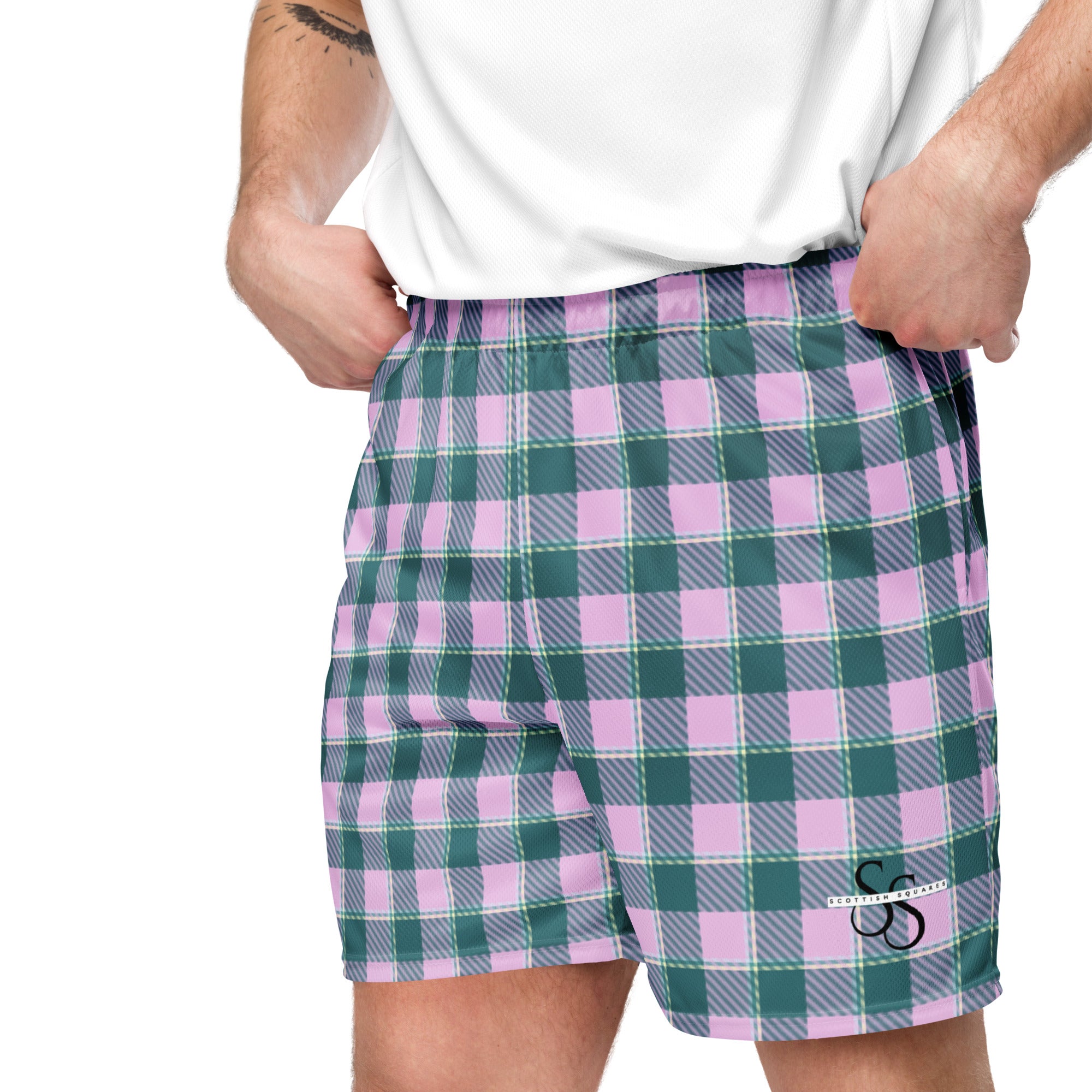 Ming and Melanie Plaid Unisex Mesh Shorts - Scottish Squares