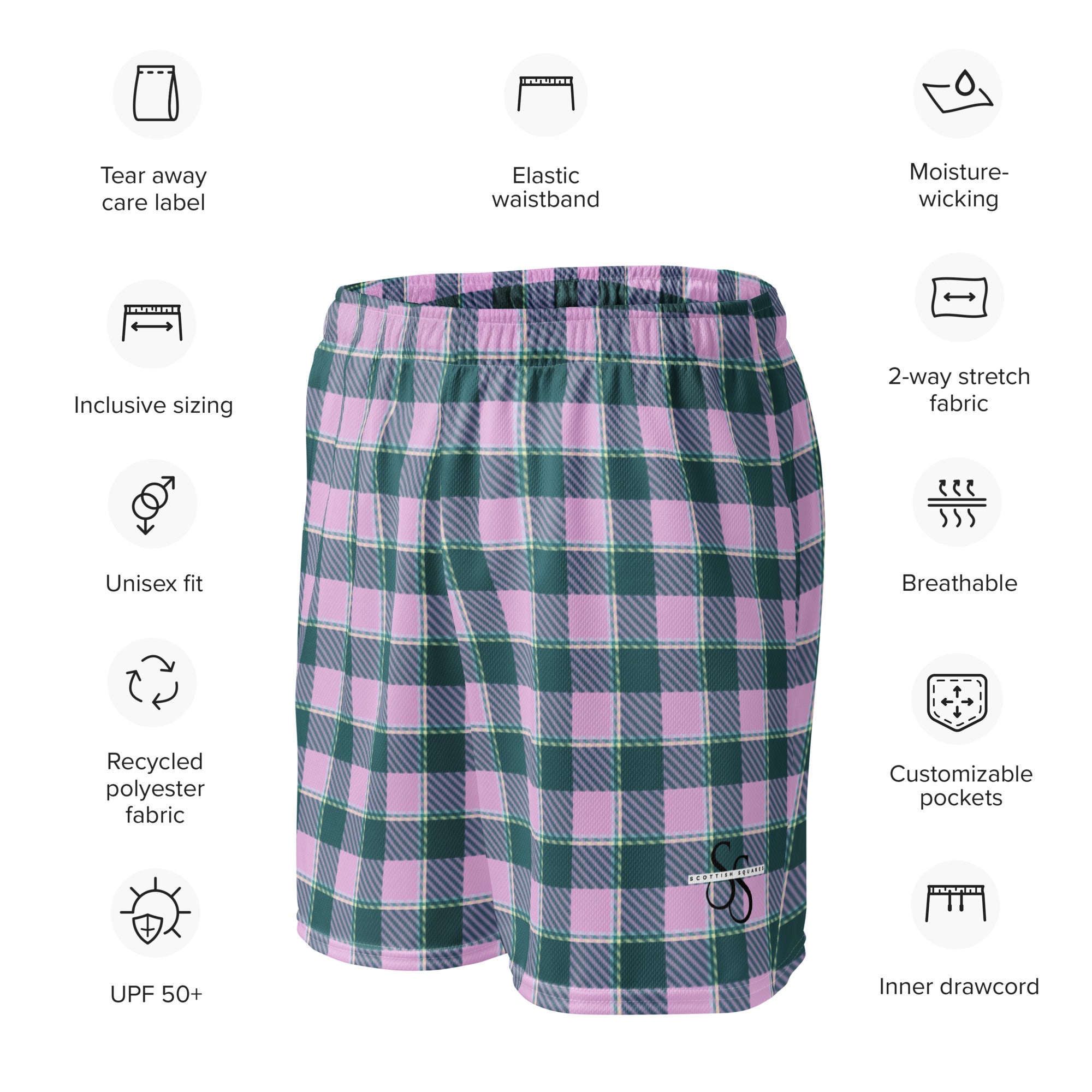 Ming and Melanie Plaid Unisex Mesh Shorts - Scottish Squares
