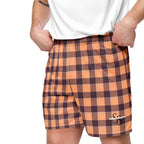 Hit Pink and Livid Brown Plaid Unisex Mesh Shorts - Scottish Squares