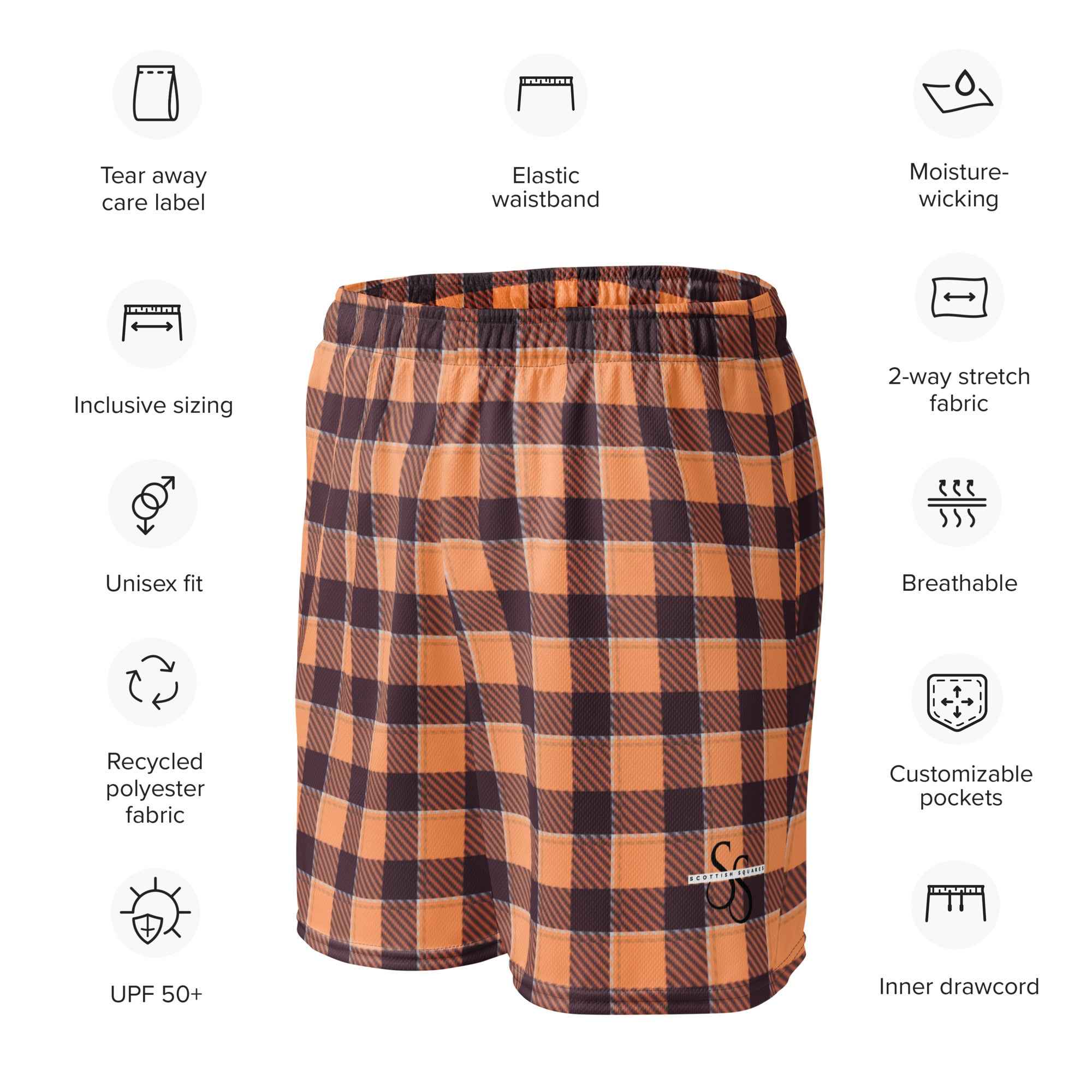 Hit Pink and Livid Brown Plaid Unisex Mesh Shorts - Scottish Squares