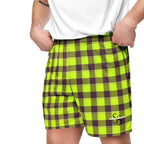 Electric Lime and Livid Brown Plaid Unisex Mesh Shorts - Scottish Squares