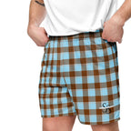 Blizzard Blue and Livid Brown Plaid Unisex Mesh Shorts - Scottish Squares