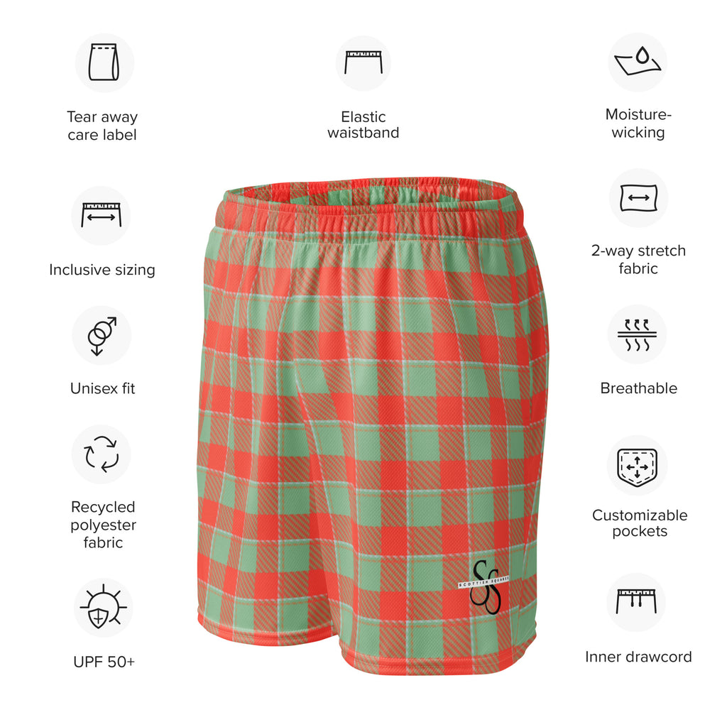 Spring Rain and Persimmon Plaid Unisex Mesh Shorts - Scottish Squares