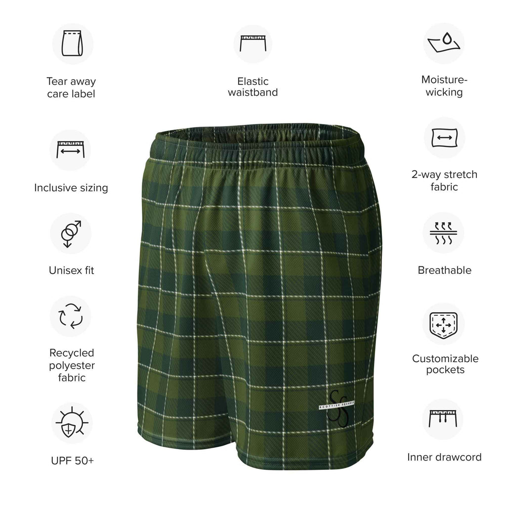 Woodland and Evergreen Plaid Unisex Mesh Shorts - Scottish Squares