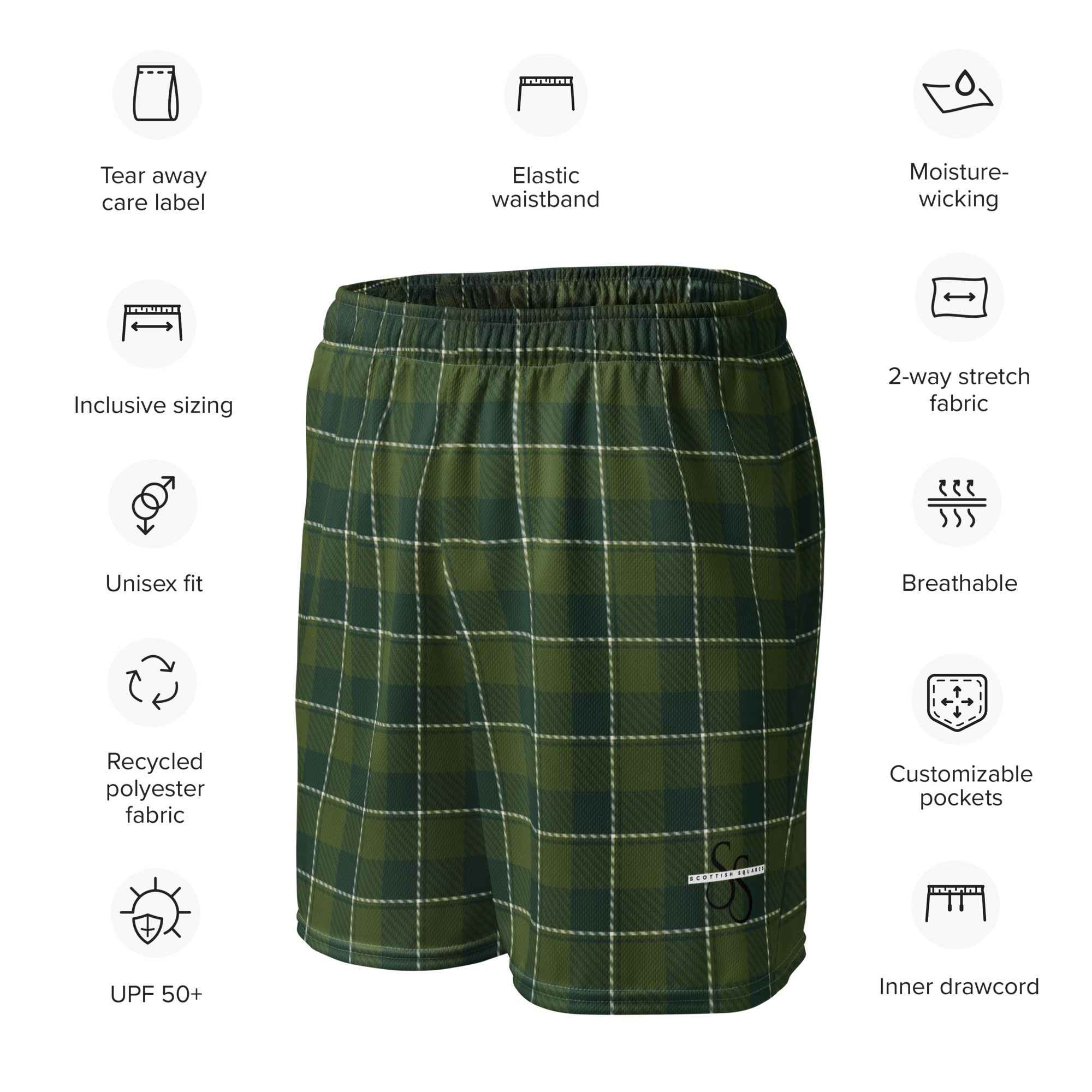 Woodland and Evergreen Plaid Unisex Mesh Shorts - Scottish Squares