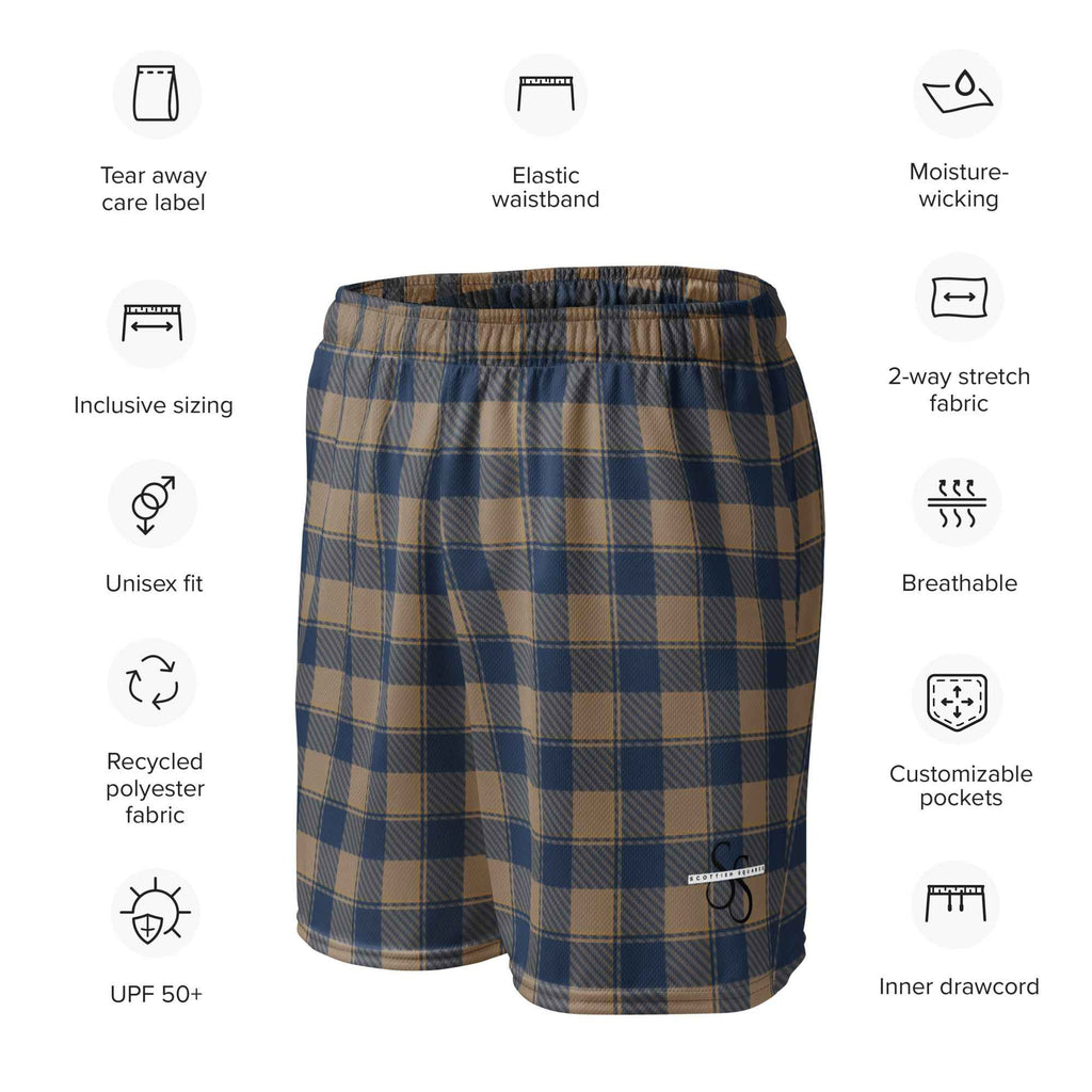 Cello and Donkey Brown Plaid Unisex Mesh Shorts - Scottish Squares