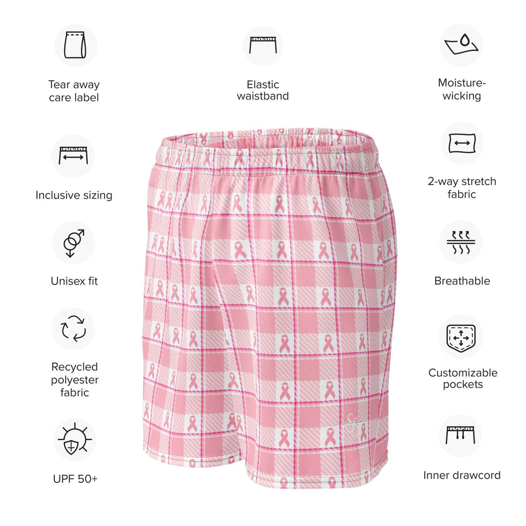 Unisex Mesh Shorts Breast Cancer Awareness Plaid - Scottish Squares