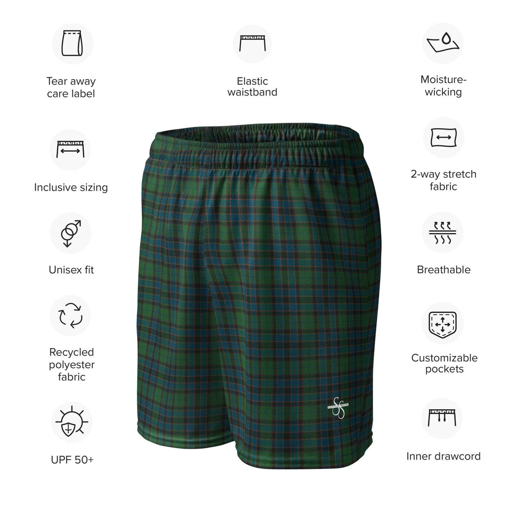 Unisex Mesh Shorts Green Blue Orange Plaid Tartan