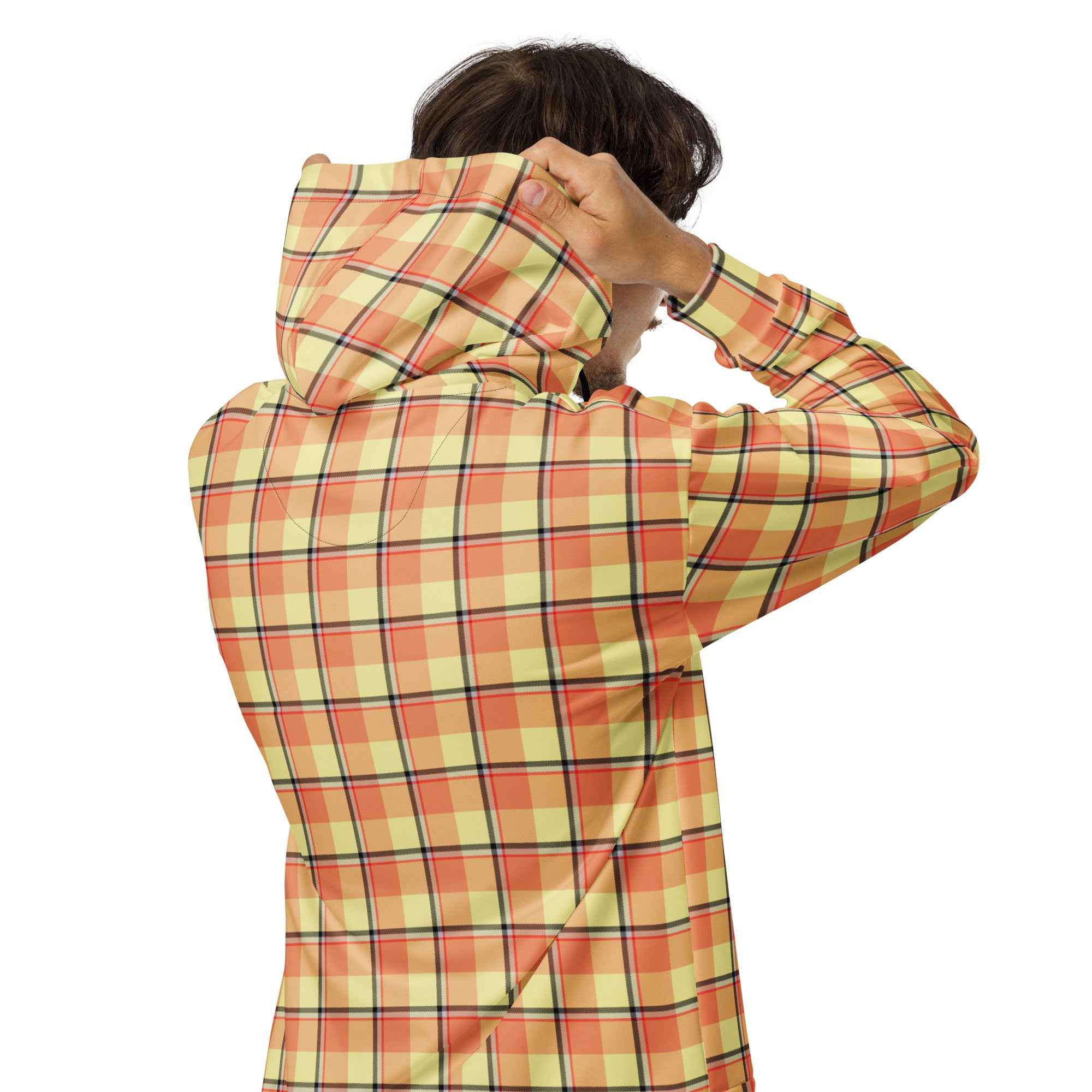 Unisex Zip Hoodie Claystone and Morning Mist Plaid