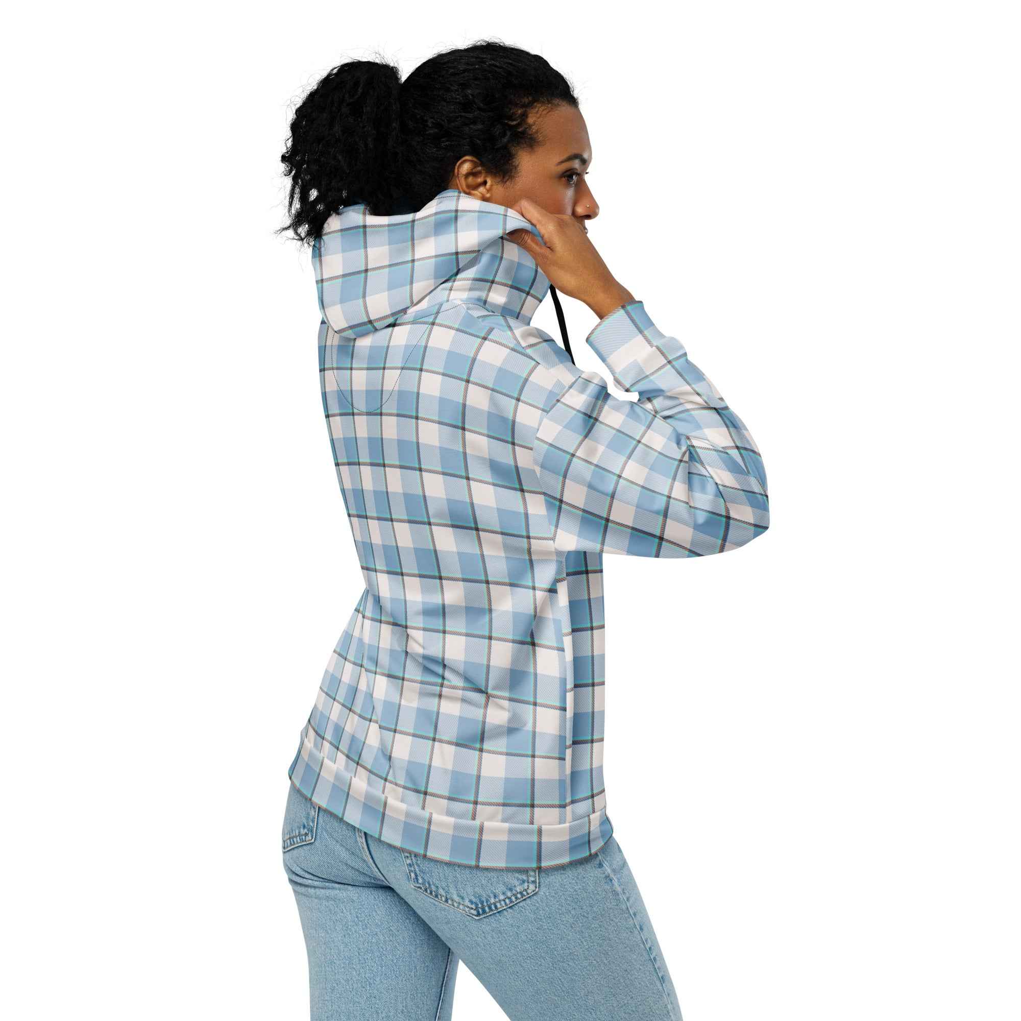 Unisex Zip Hoodie Pink Cloud and Blue Lagoon Plaid