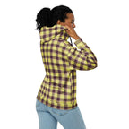 Unisex Zip Hoodie Flax and Livid Brown Plaid