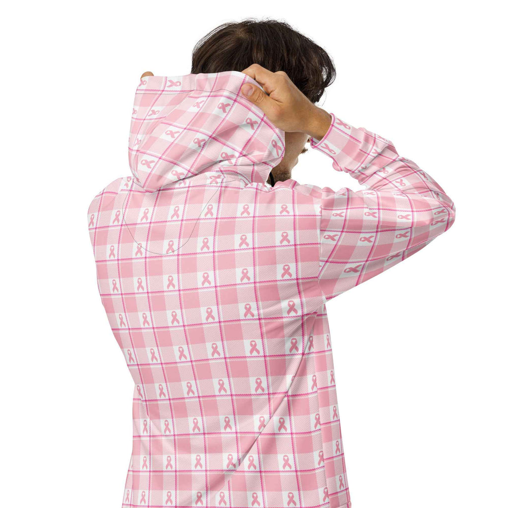 Unisex Zip Hoodie Breast Cancer Awareness Plaid - Scottish Squares