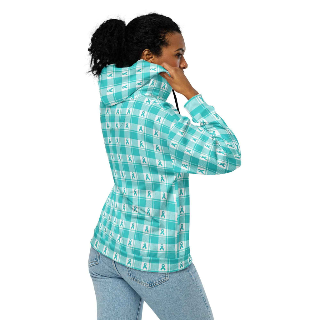 Unisex Zip Hoodie Ovarian Cancer Awareness Plaid - Scottish Squares