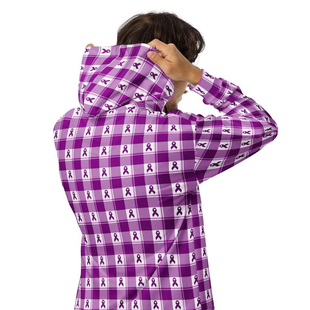 Unisex Zip Hoodie Pancreatic Cancer Awareness Plaid - Scottish Squares