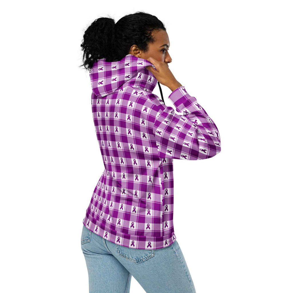 Unisex Zip Hoodie Pancreatic Cancer Awareness Plaid - Scottish Squares