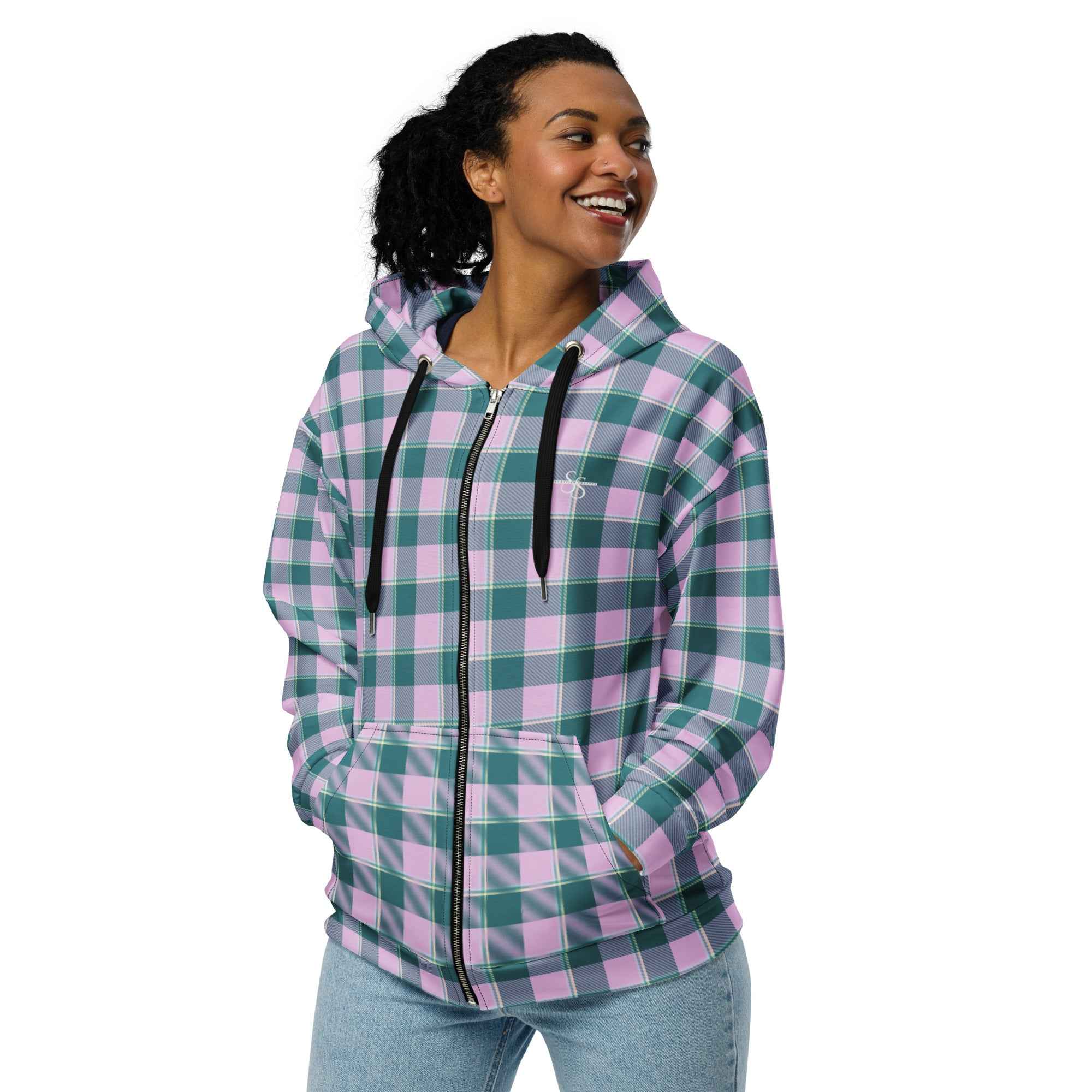 Unisex Zip Hoodie Ming and Melanie Plaid