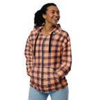 Unisex Zip Hoodie Hit Pink and Livid Brown Plaid