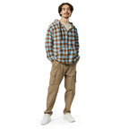 Unisex Zip Hoodie Blizzard Blue and Livid Brown Plaid