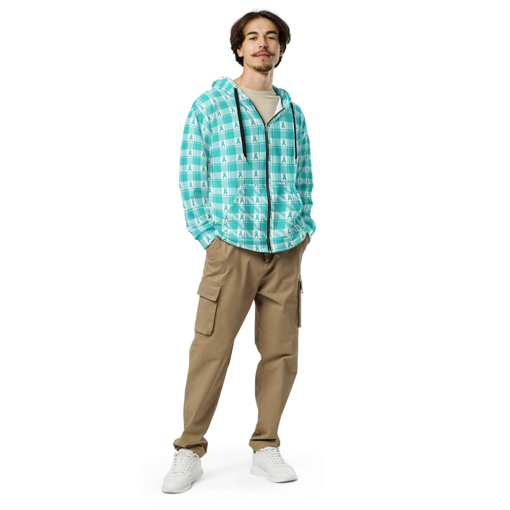 Unisex Zip Hoodie Ovarian Cancer Awareness Plaid - Scottish Squares