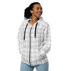 Unisex Zip Hoodie Lung Cancer Awareness Plaid, White Ribbon, Supportive Gift 6XL - Scottish Squares