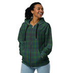 Unisex Zip Hoodie Green Blue Orange Plaid Tartan