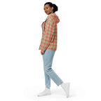Unisex Zip Hoodie Spring Rain and Persimmon Plaid