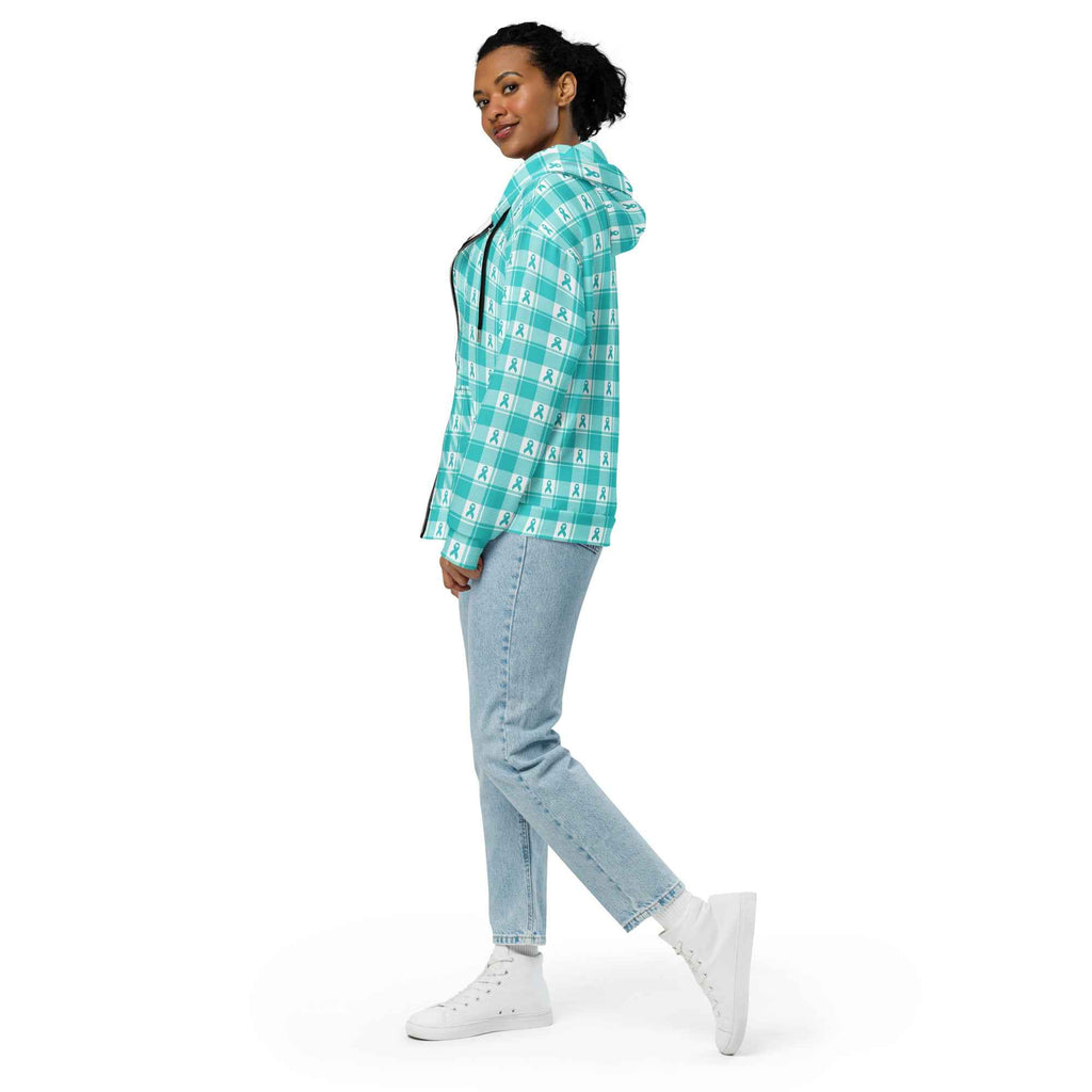Unisex Zip Hoodie Ovarian Cancer Awareness Plaid - Scottish Squares