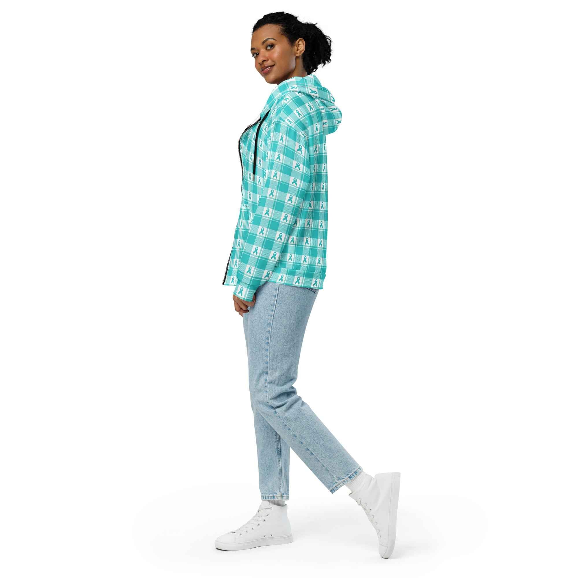 Unisex Zip Hoodie Ovarian Cancer Awareness Plaid - Scottish Squares