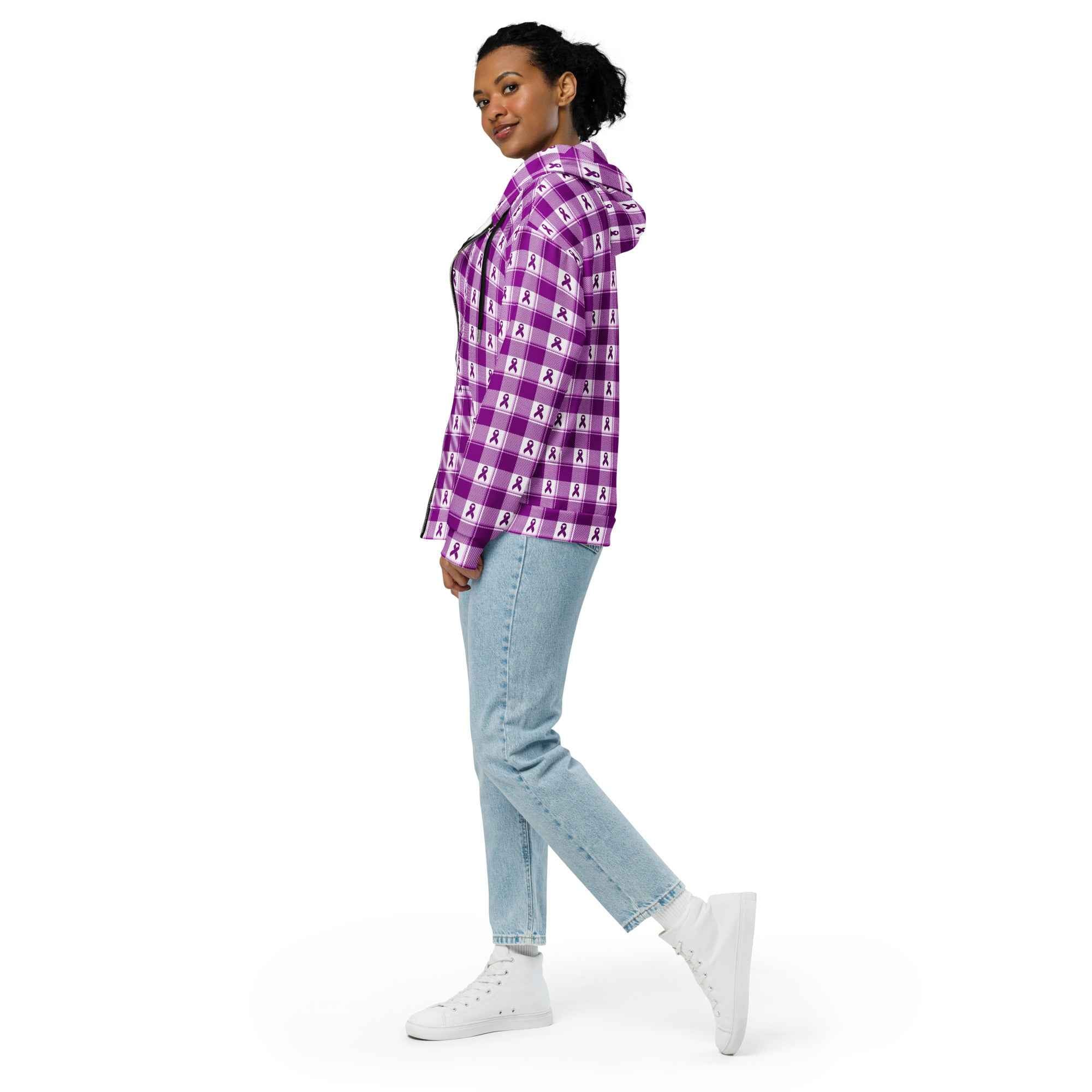 Unisex Zip Hoodie Pancreatic Cancer Awareness Plaid - Scottish Squares