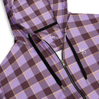 Unisex Zip Hoodie Light Wisteria and Livid Brown Plaid