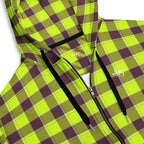 Unisex Zip Hoodie Electric Lime and Livid Brown Plaid