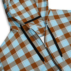 Unisex Zip Hoodie Blizzard Blue and Livid Brown Plaid