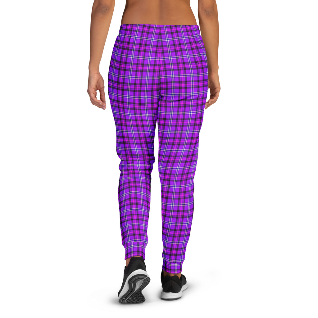 Electric Violet and Fuchsia Plaid Women's Joggers - Scottish Squares