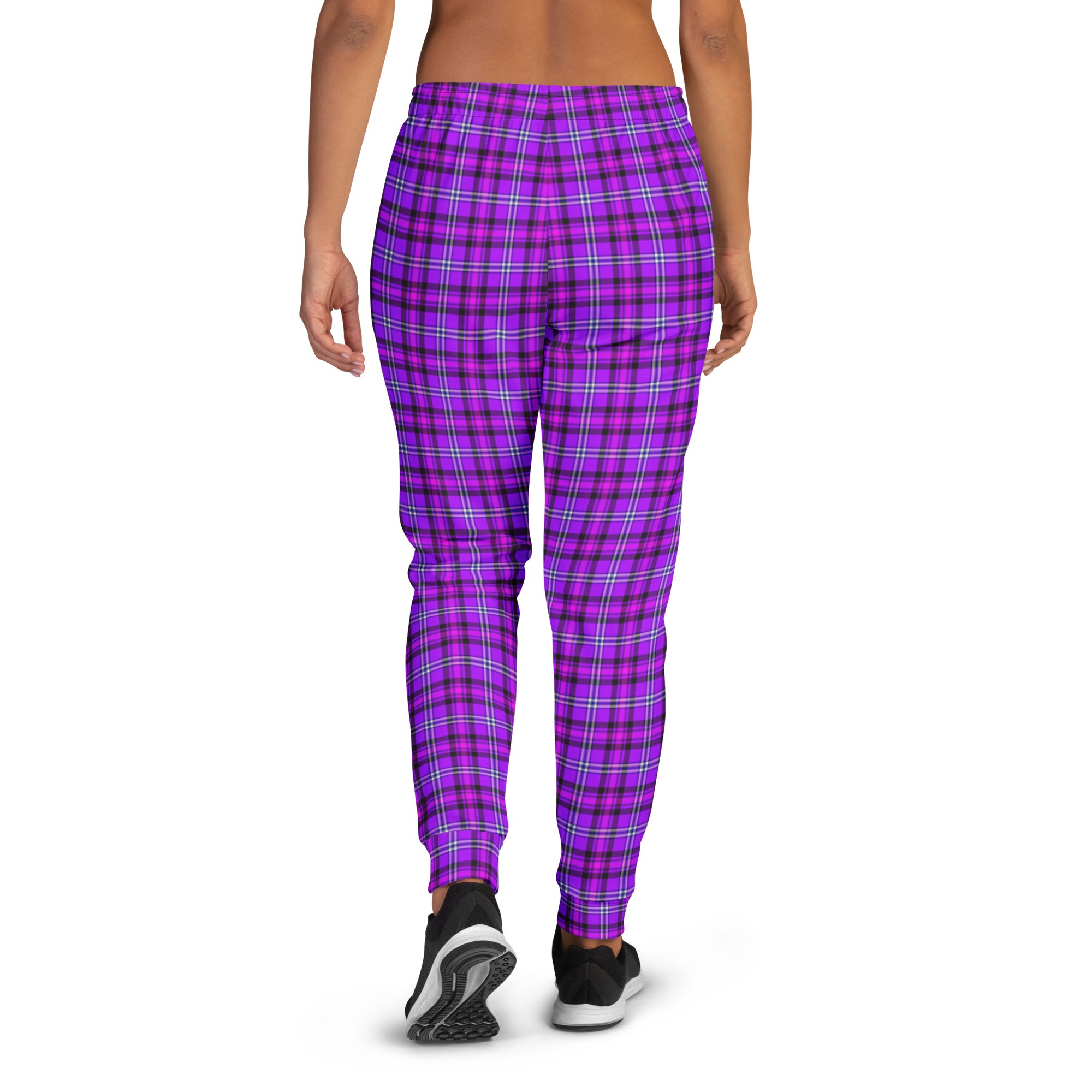 Electric Violet and Fuchsia Plaid Women's Joggers - Scottish Squares