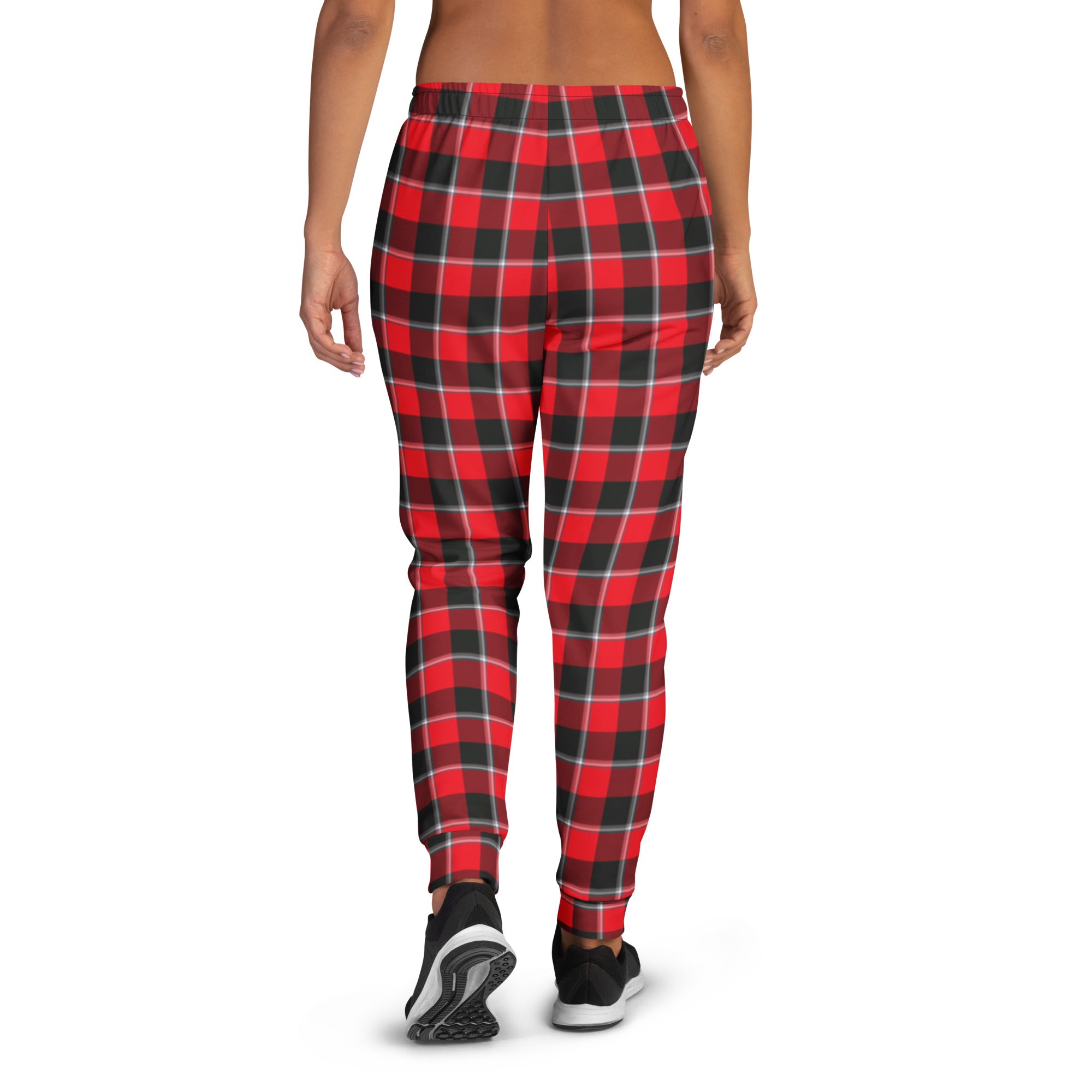 Red Ribbon and Heavy Metal Plaid Women's Joggers - Scottish Squares