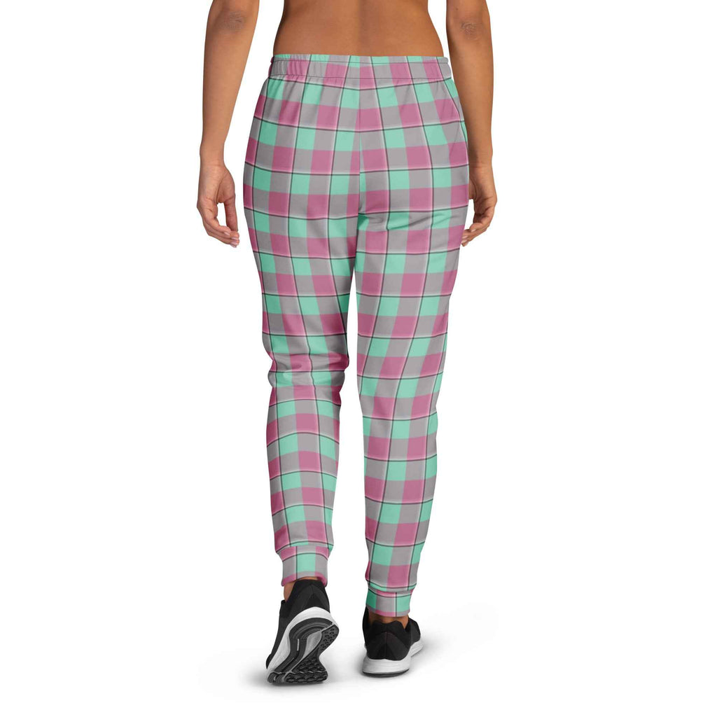 Vista Blue and Turkish Rose Plaid Women's Joggers - Scottish Squares
